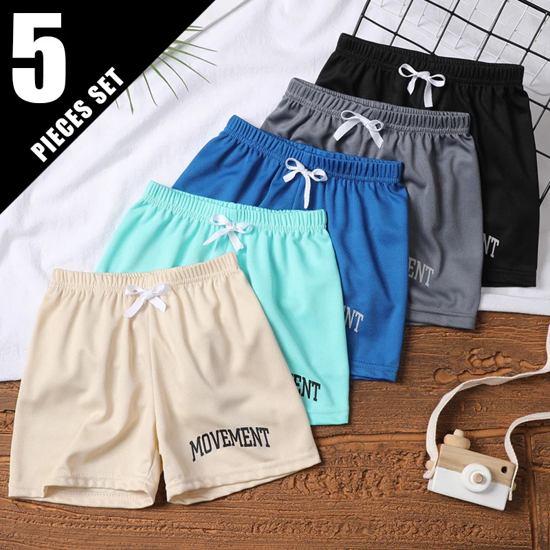 5/3 Pcs Children's Summer Multicolor Quick-drying Mesh Shorts Boys Casual Fashion Sports Running 5 Pants Girls Joker Beach Pants sports pants