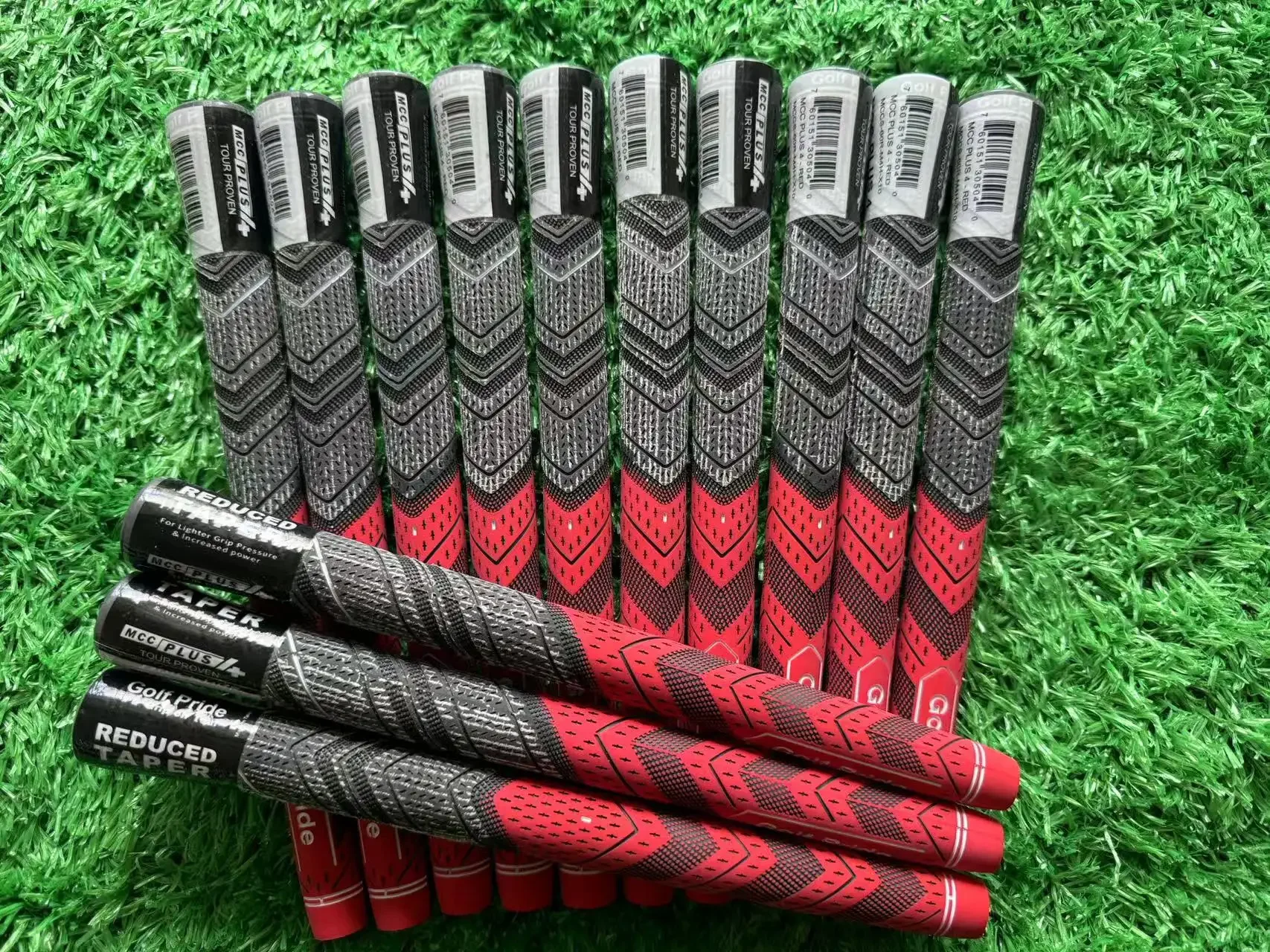 GP Plus4 Golf Grips Rubber Cabon Yarn 60R Standard/Midsize Irons/Woods Universal Golf Club Grip Red/Grey golf putter grips