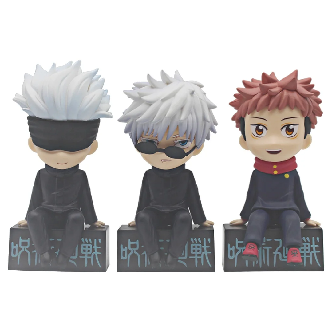 

Jujutsu Kaisen Gojo Satoru Itadori Yuji Anime Figures Models Toy Dolls Q-version Sitting Posture Car Mounted Ornaments Desktop