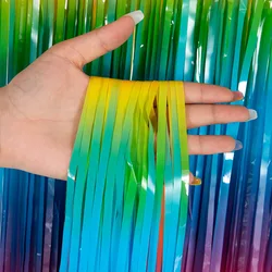 Iridescent Foil Fringe Curtain for Celebrations and Events Decor (Rainbow 2)