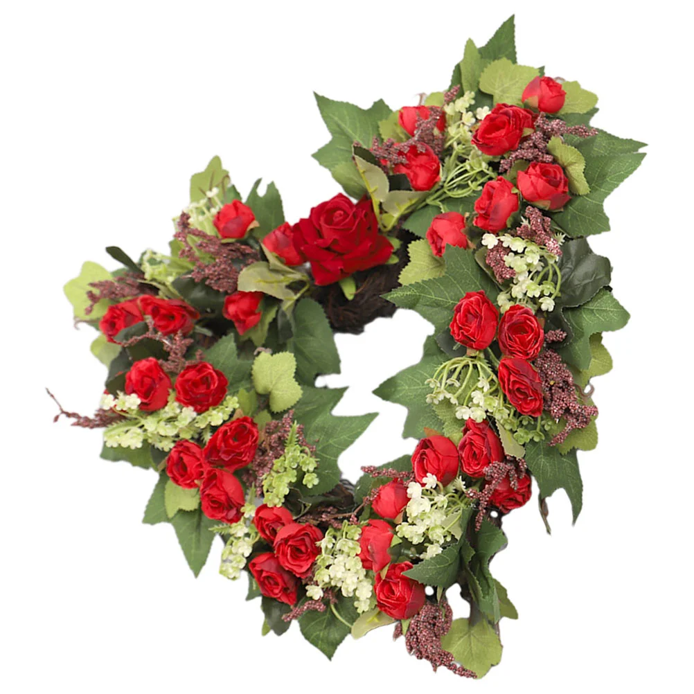 

Heart Rose Garland Valentine's Day Ornament Front Door Wreath Heart-shaped Wedding Hanging Foam Decor