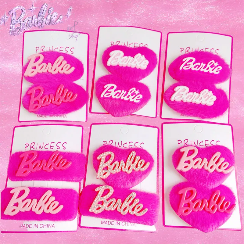 

Barbie Plush Hairpins Kawaii Trendy Movie Decoration Stylish Hair Ornaments Lovely Cute Y2K Style Sweet Girls Kids Gift Fashion