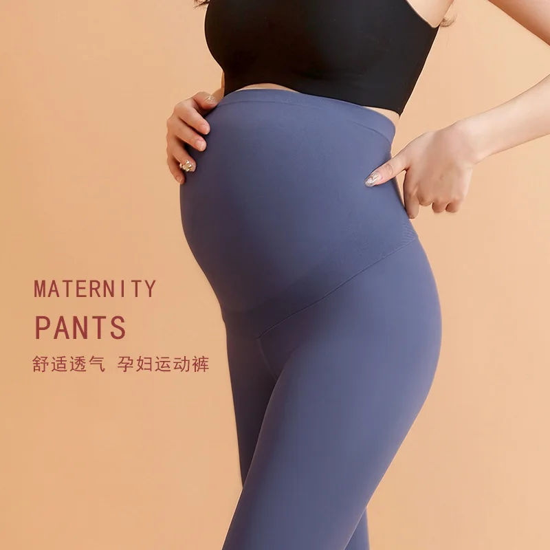 Elastic High Waist Maternity Leggings Skinny For Pregnant Women Belly Support Postpartum Leggins Body Shaper Fitness Trousers women leggings sexy black red blue high waist pu faux leather fitness leggins elastic stretch skinny pants pencil trousers