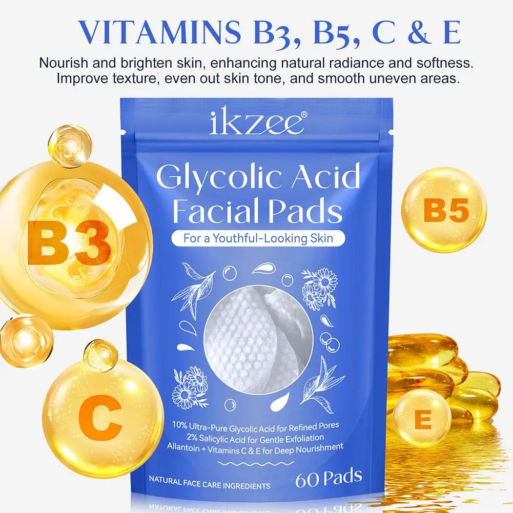 Glycolic Acid Facial Pads Exfoliating Brightening Moisturizing Fruit Acid Pads With Salicylic Acid Deep Cleaning Pads Skin Care 4