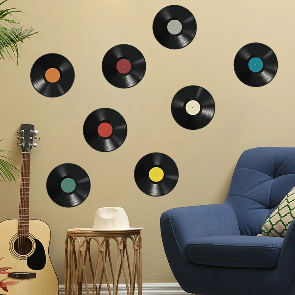 1 Set Vinyl Records Wall Stickers Record Decor Decal Music Aesthetic Signs Mural Home Restaurant Bar House Decoration Stickers