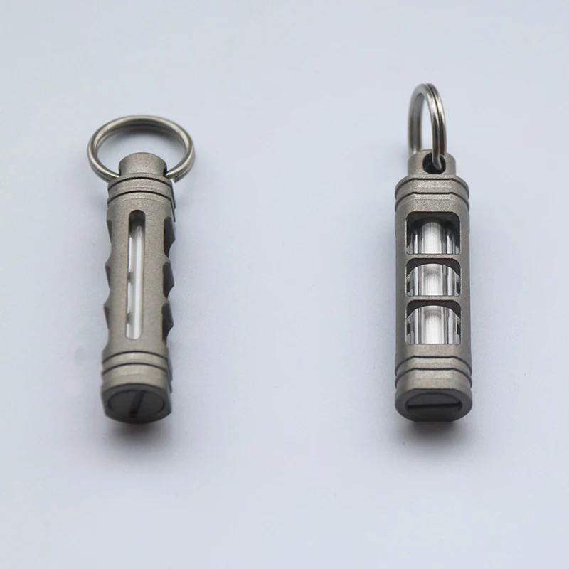 Titanium Alloy Luminous Night Signal Light Outdoor EDC Luminous 3.5*25mm Fluorescent Tube Self-illuminating Key Chain betalight 4