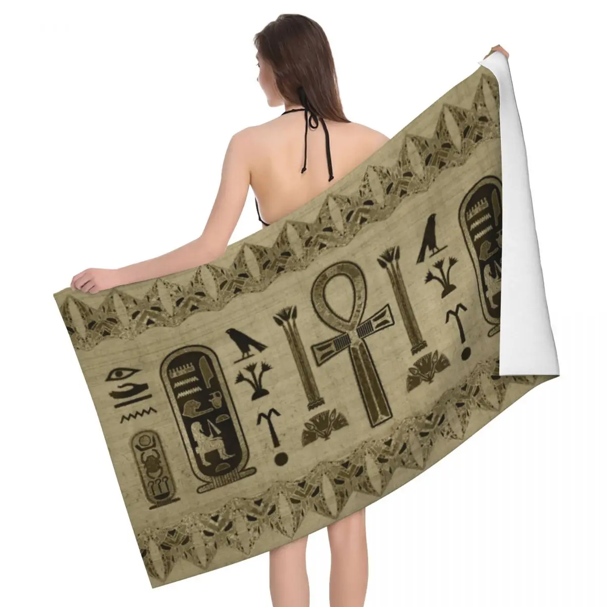 Egypt Ancient King Tutankhamun Beach Towel Super Soft Quick Dry_voghion.com