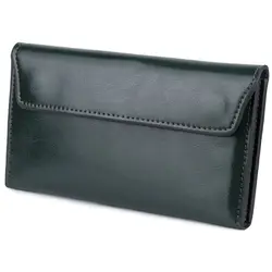 Elegant Slim Leather Women's Wallet - Large Capacity Coin Purse & Portable Clutch (Dark Green)