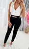 Fashion Women's Jumpsuit 2023 Color Block Chain Decoration V-Neck Sleeveless Pencil Pants Jumpsuit Ladies Office Work Jumpsuit
