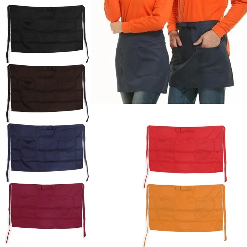 Waist Apron with Bow Waitress Waiter Server Short Aprons Kitchen Bib