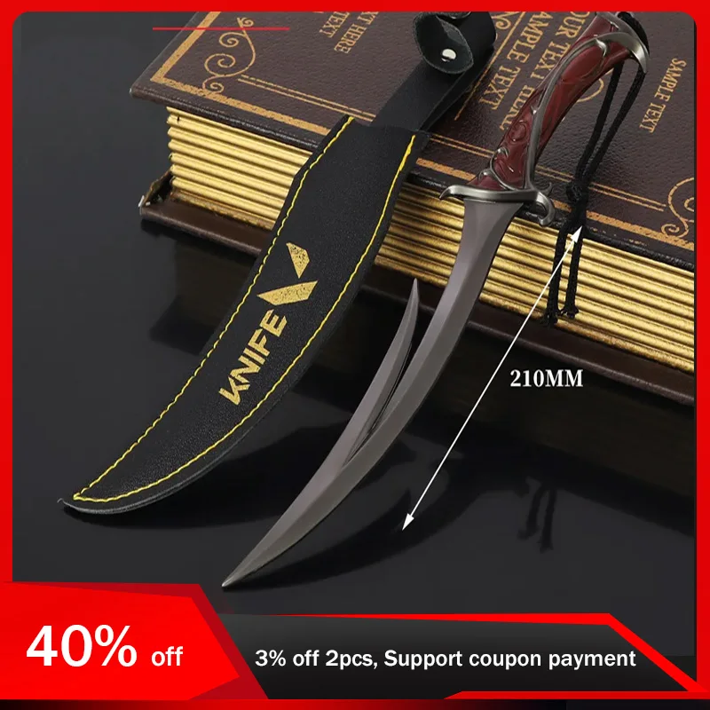 21cm Valorant Game Peripherals Weapon Model Cold Silver Steel With Holster Knife Toy Sword Cosplay Metal Kids Toy Gifts for Boys