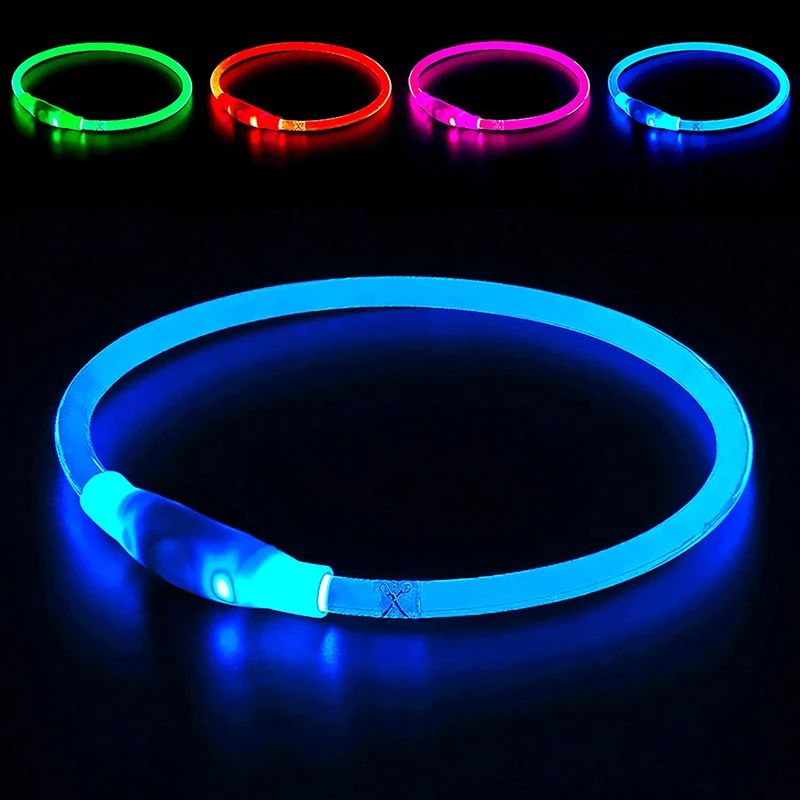 1pc Led Light Dog Collar Detachable Glowing Usb Charging Luminous Leash For Pet Dog Products Usb Charge Luminous Pet Accessories