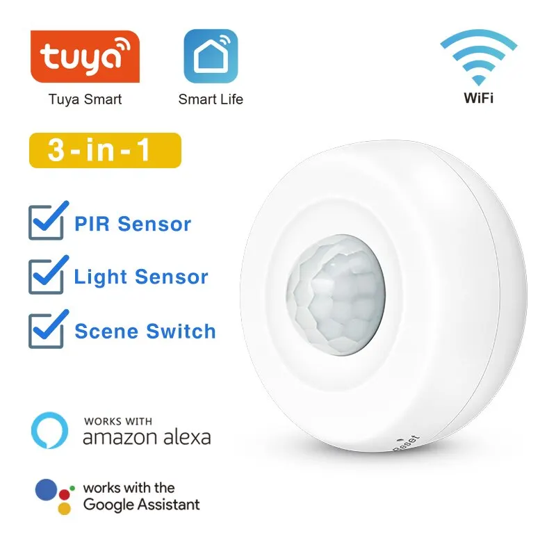 Tuya WiFi Light + PIR Motion Sensor Smart Home Infrared Passive Detector Smart Life App Support Alexa Google Home