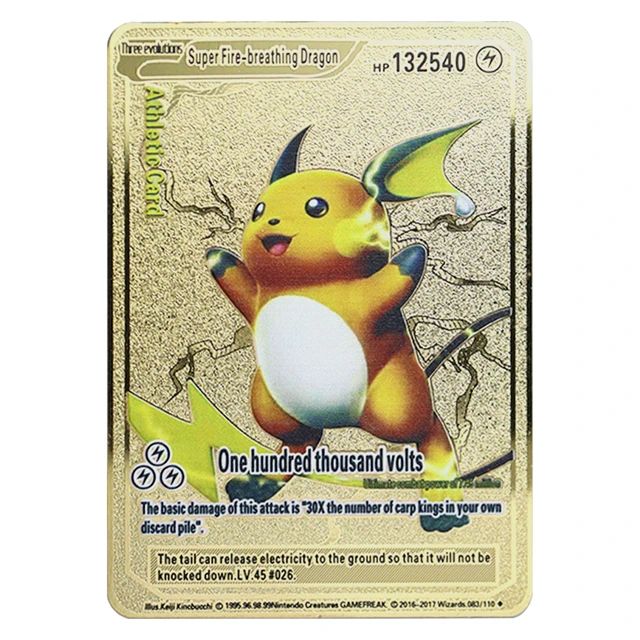 Pokemon Gold Metal Card Pikachu Eevee  Pokemon Super Cards Metal Gold -  132540point - Aliexpress