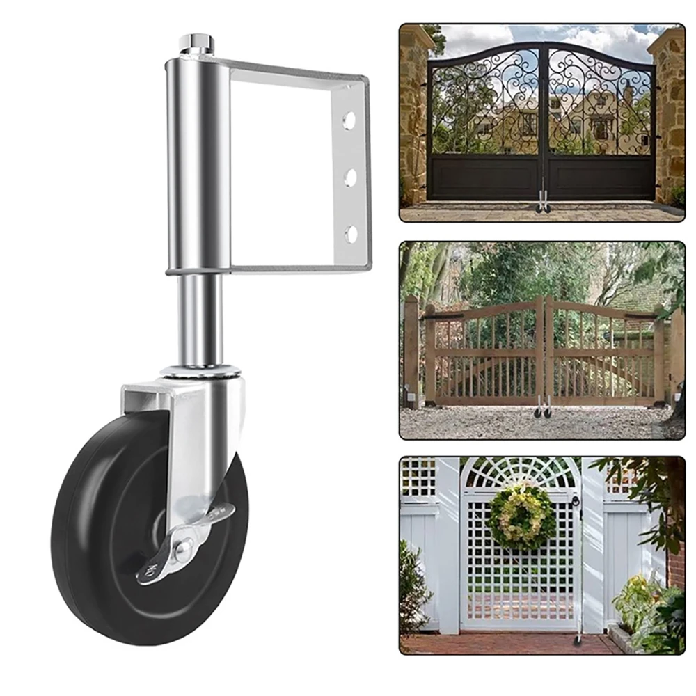 4 Inch Universal Gate Casters With Brake, Gate Spring Damping Wheel Industrial Heavy-Duty 220Lbs Load-Bearing Solid Caster