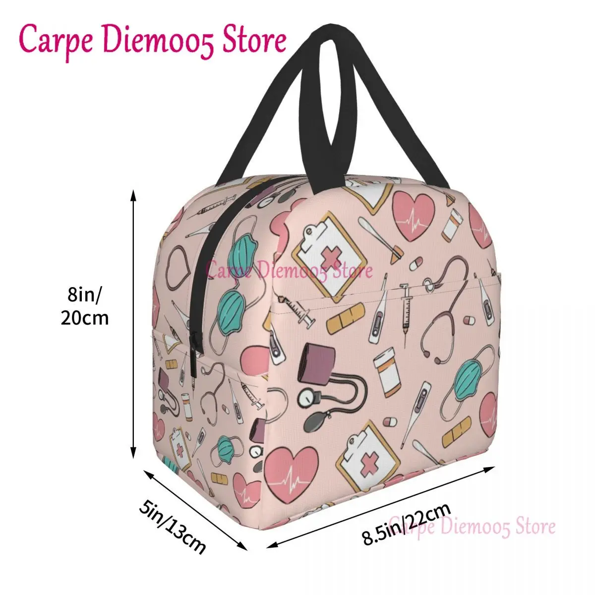 Lunch Bag Cooler Bag Funny Nurse Insulated Lunch Bag for School Office Nursing Portable Thermal Cooler Lunch Box for Women Men