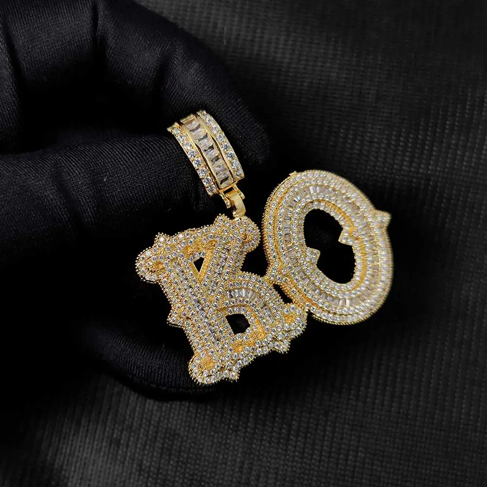 New Custom Name Charm Bling Cubic Zirconia Iced Out Initial Letter Pendant For Men Women