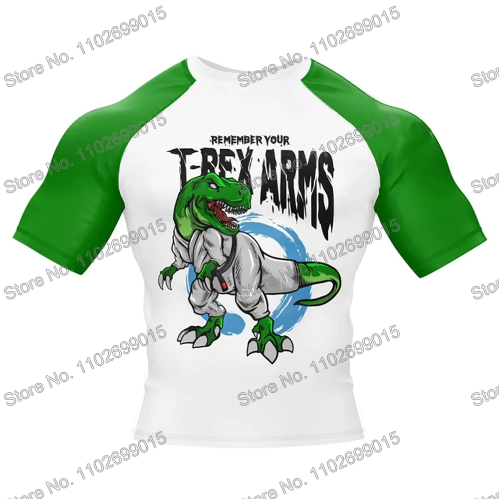 T-Rex Surfing Clothing Men Rash Guard Short Sleeve UV Protection Diving Swimwear Summer UPF 50+ Beach Tights Women Sports Tops