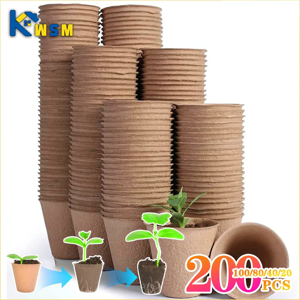 Seed Starter Tray 20-200PCS 3.15 Inch Peat Pots for Seedling Outdoor Garden Germination Nursery Pots Pulp Biodegradable Seed Starter Kits seed starter tray,nursery pots