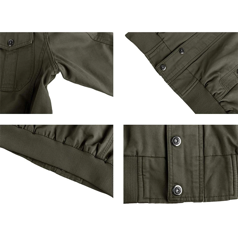 MAGCOMSEN Men's Bomber Pilot Jacket Autumn Standing Collar Windproof Jacket with Multiple Pockets 6