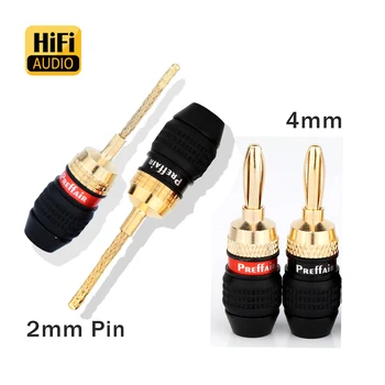 2MM pin to Banana Female Screw-Type Connector Adapter Plug Braided Wire Plug HIFI Speaker Cable Terminals 1