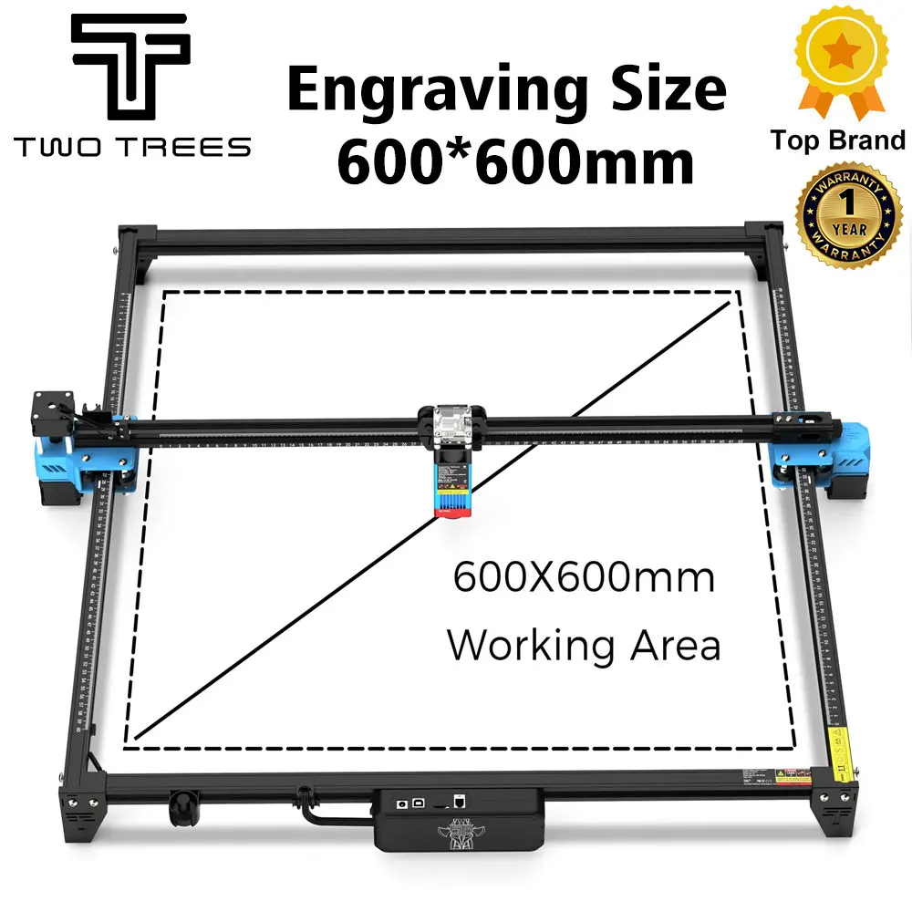 

Twotrees TTS-55 Pro Laser Engraver Engraving Size 600*600mm Laser Engraving Machine With Limit Switch 40W Blue Light CNC Machine