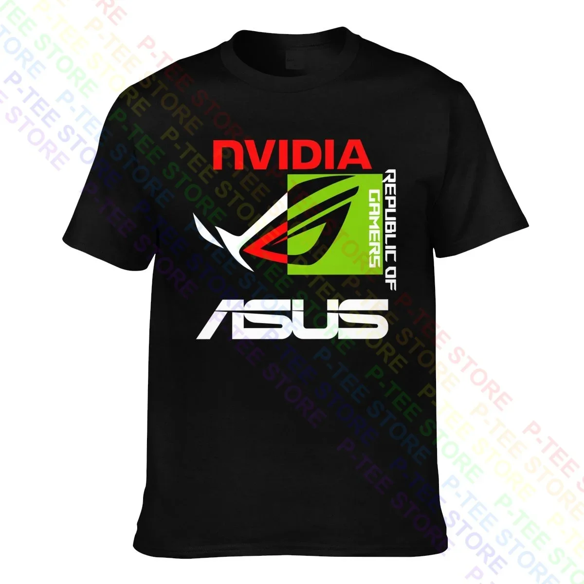 Nvidia X Asus Rog Republic Of Gamers Lap Pc T-Shirt Tee Shirt Soft Daily Hip Hop Hot Deals