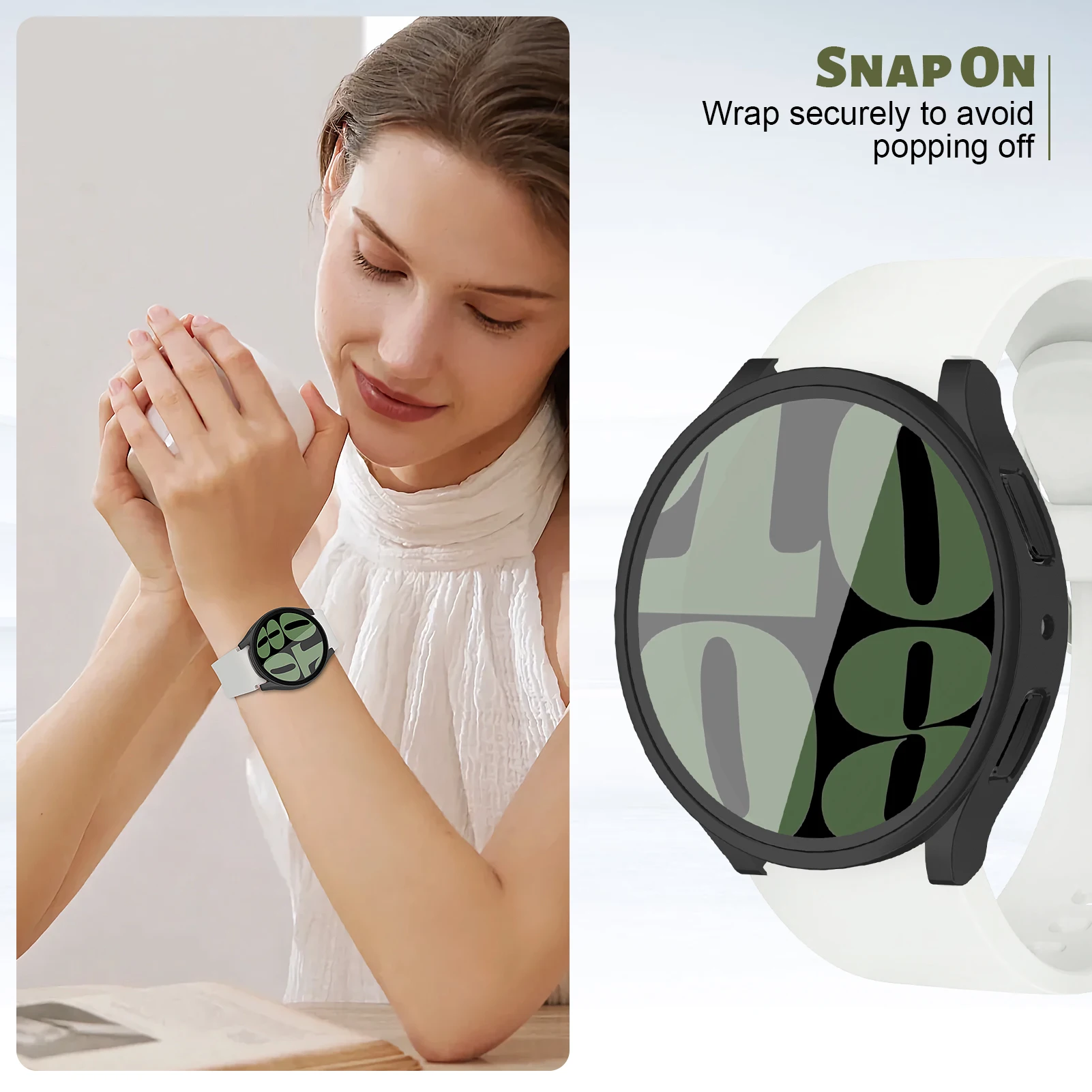 Tempered Glass + Privacy case for Samsung Galaxy watch 6 44mm 40mm PC Anti-Spy Shockproof Overall Protective Cover