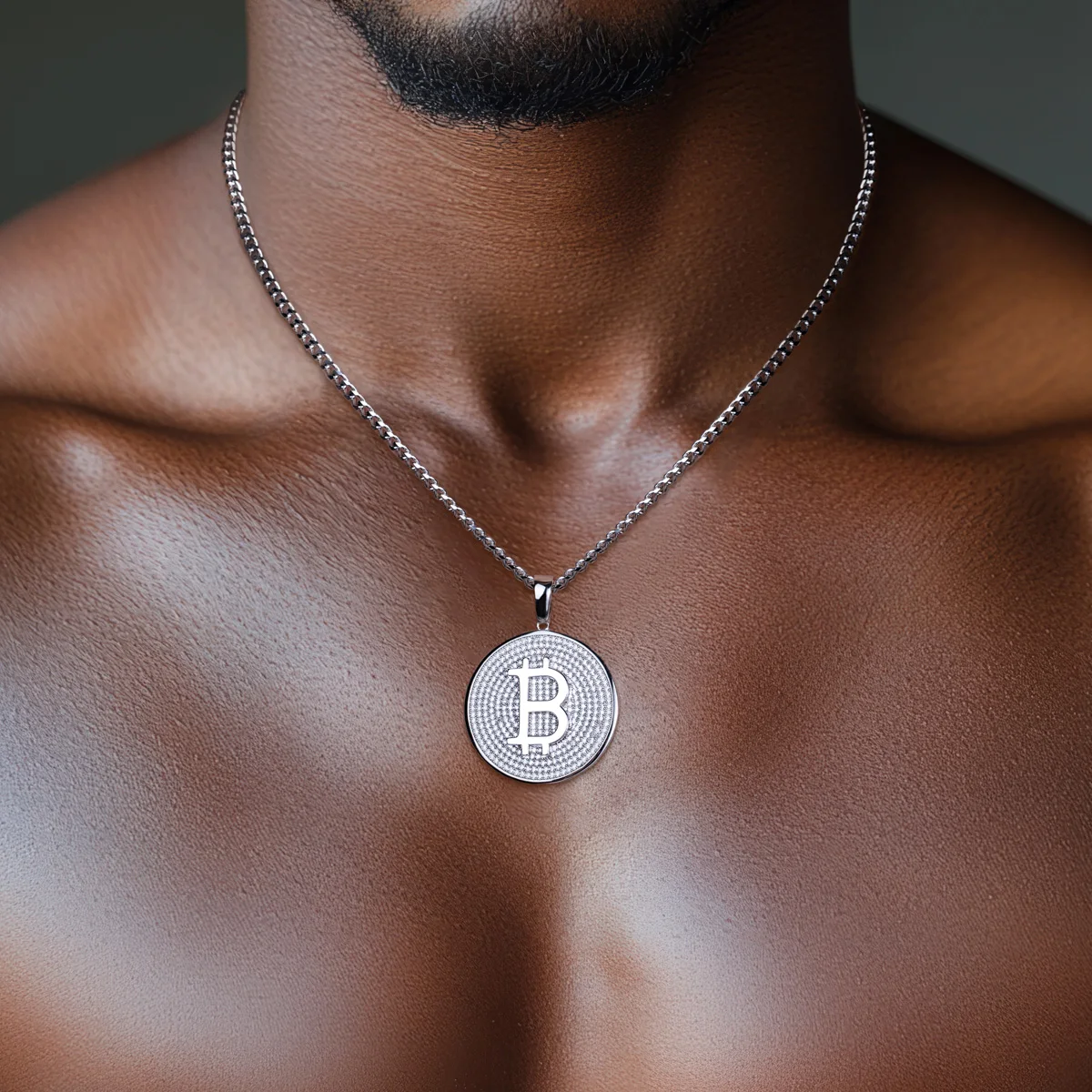 AnuJewel Moissanite Chunky Bitcoin Necklace 925 Sterling Silver Pendant  60cm Chain New Age Innovation Hip Hop Jewelry for Men - AliExpress