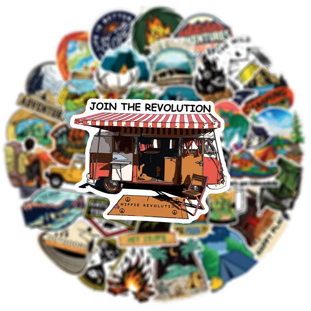 Outdoor Adventure Graffiti Stickers Set - Humorous Travel Decals