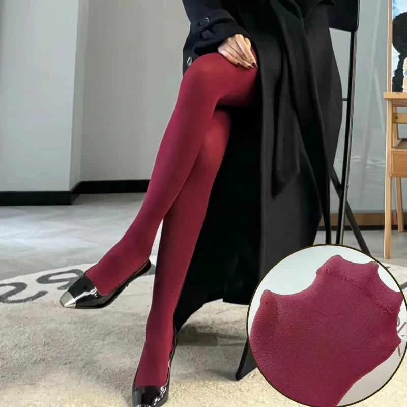 1/2Pcs Vintage Wine Red Stocking Women Sexy Burgundy Thin Thick Super Elastic Tights Anti-Hooker Senior Pantyhose Long Socks