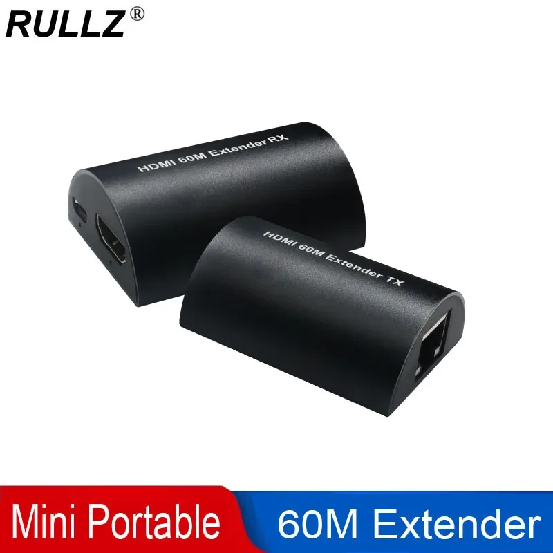 Full Hd 1080P 60Hz Hdmi Extender 30M 50M 60M Extension Tramite Cat 5E/6 Rj45 Network Lan Ethernet Cable Adapter Laptop To Tv Monitor