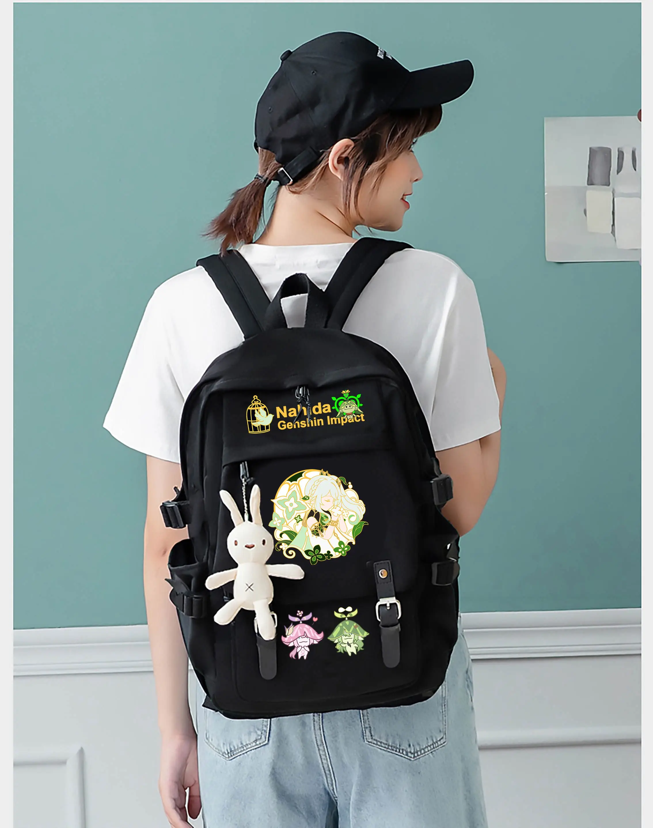 Game Genshin Impact Buer Nahida Backpack Black Student School Book Bags Teenage Kids Travel Bagpack Shoulder Fashion Bags Gift