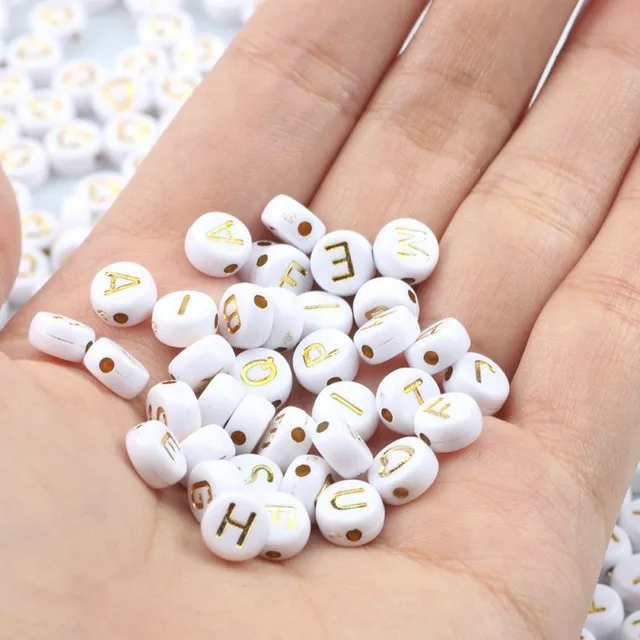 100 Perline Acriliche Bianche A Lettera N - 4x7 Mm - Per Gioielli Fai Da Te E Bracciali