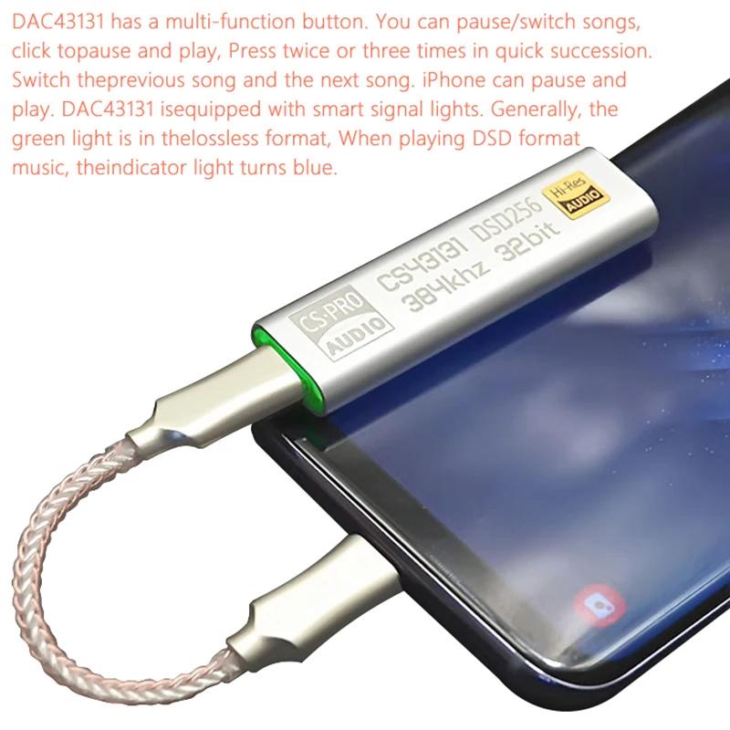 Headphone Amplifier 3.5mm AUX Adapter USB C DAC Dongle HiFi Audio Amp