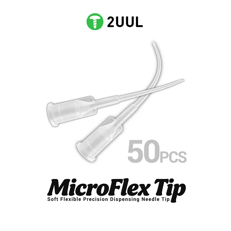 2UUL CS10 MicroFlex 팁 소프트 유연 정밀 디스펜싱 니들 팁 (50개/팩) 정밀 디스펜싱 니들 팁
