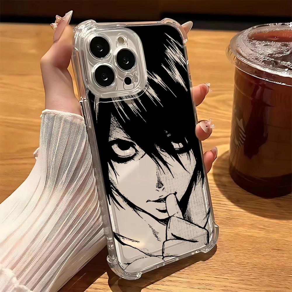Stylish Transparent Anti-Fall Anime Phone Case - Death Note Design