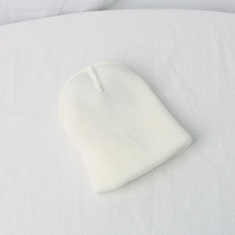 Korean Baby Autumn Winter Hat Cute Bear Knitted Warm Newborn Cap Infant Beanie Solid Color Baby Girl Boy Soft Crochet Hats 6