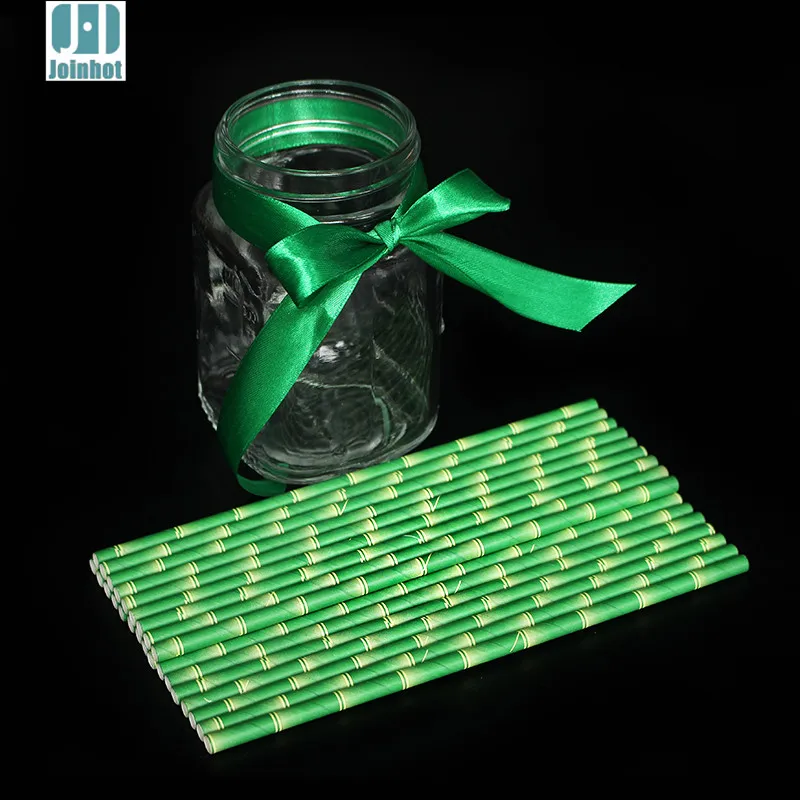 200 pieces Green bamboo paper straw for Drinking