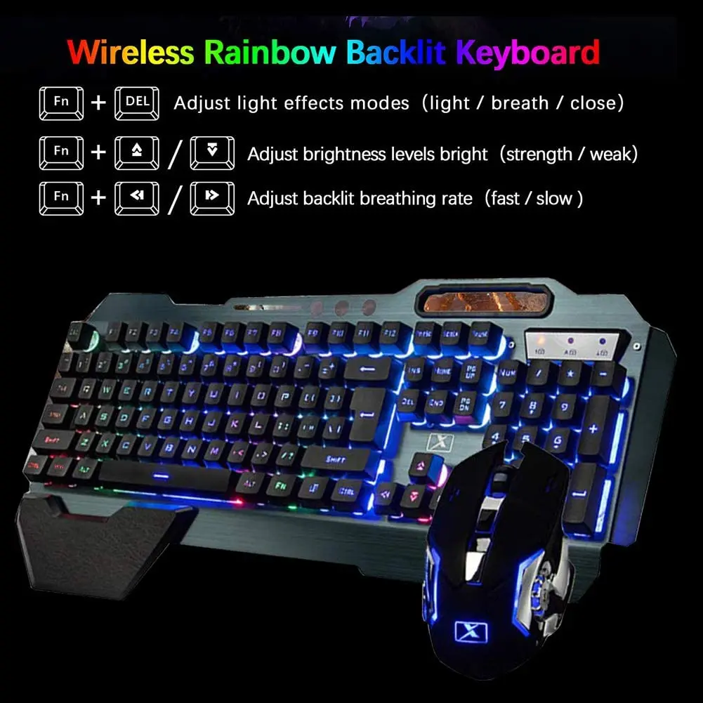 Mambasnake-conjunto de Teclado e Mouse Recarregável sem Fio Grande Capacidade Arco-íris Retroiluminado pc Portátil Ps4 Ps5 Xbox K680 3800mah - Imagem 4