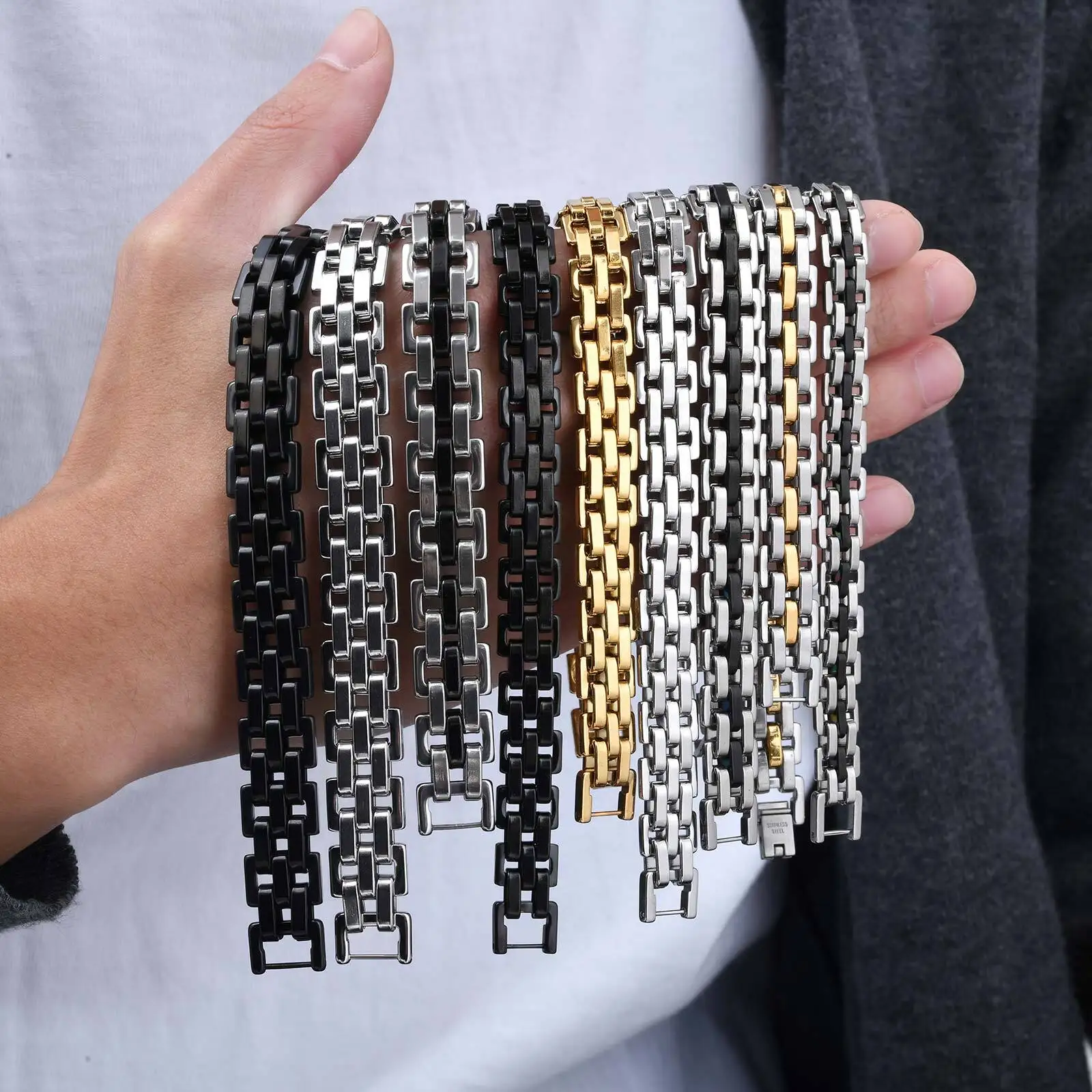 Stainless Steel Chain Watch Band Bracelet for Men
