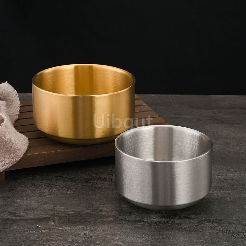 الكورية الفولاذ المقاوم للصدأ رامين وعاء الذهب طبق...