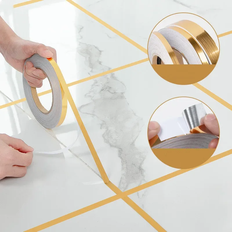 20M Ceramic Tile Mildewproof Gap Tape Gold Silver Black Self Adhesive Wall Tile Floor Tape Sticker Home Decorations