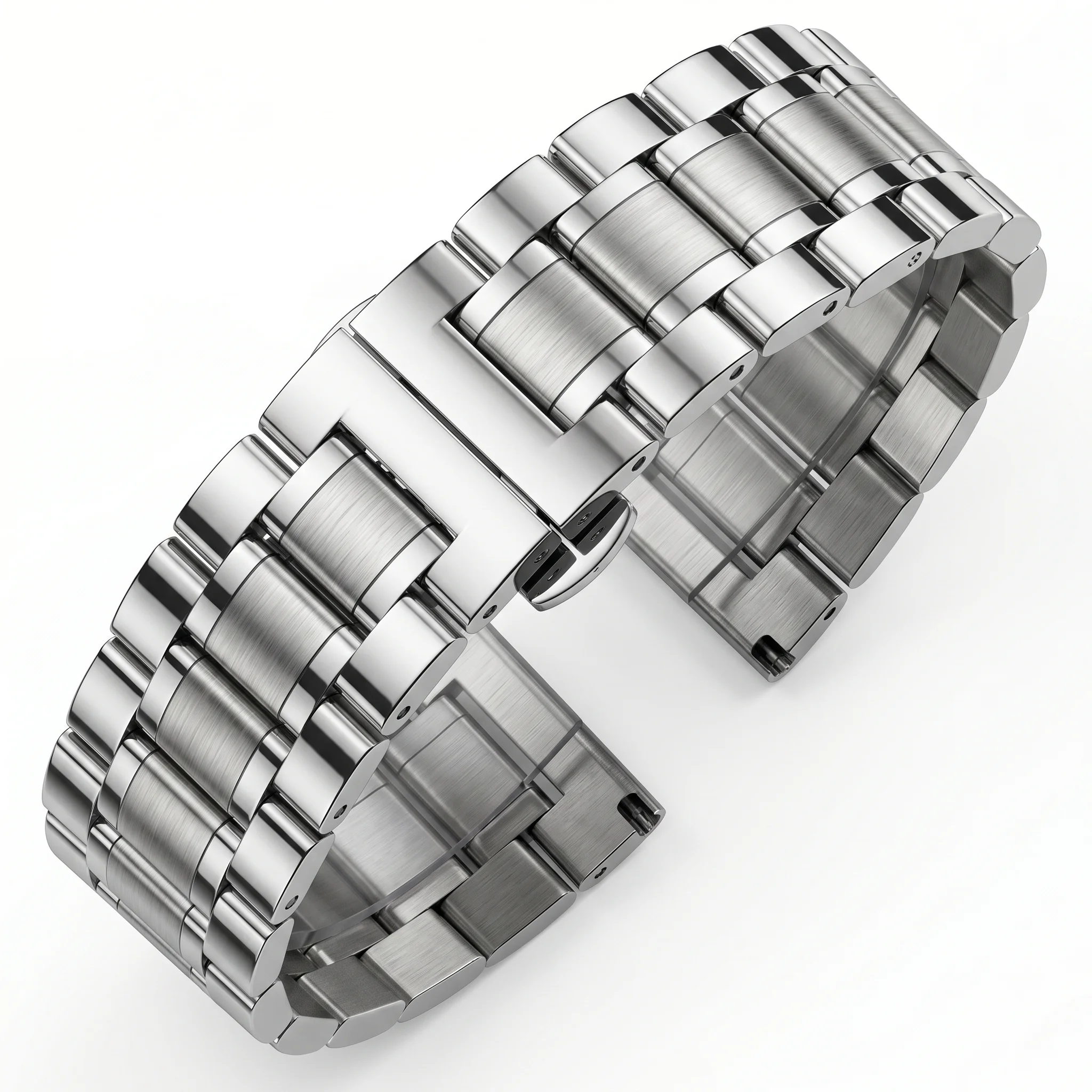 Elegant Stainless Steel Women's Watch Band Bracelet - Fashionable Metal Strap with Butterfly Clasp