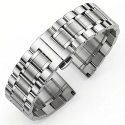 Elegant Stainless Steel Women's Watch Band Bracelet - Fashionable Metal Strap with Butterfly Clasp - 22mm (Silver)