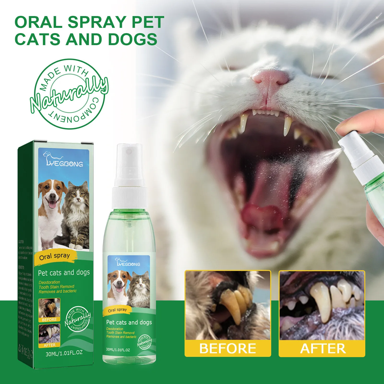 30ml/Bottle Dog Oral Spray Dog And Cat Tooth Cleaning Spray Tooth Spray Dog Oral Spray Pet Breath Freshener Oral Spray