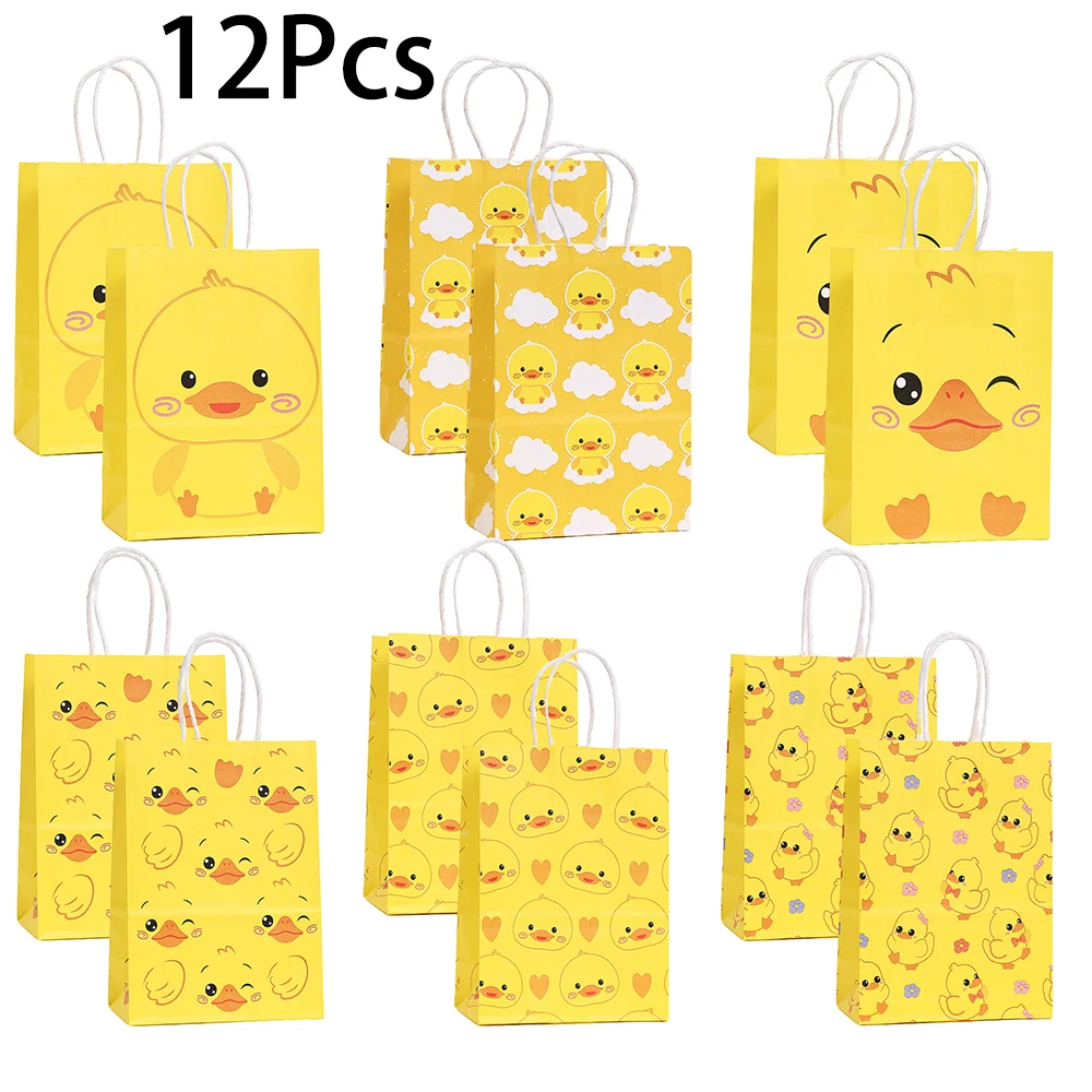 12 Stücke Cartoon Gelbe Ente Papier Geschenkverpackung Taschen Süßigkeiten Cookie Tasche für Sommer Schwimmbad Geburtstag Baby Shower Party Decor