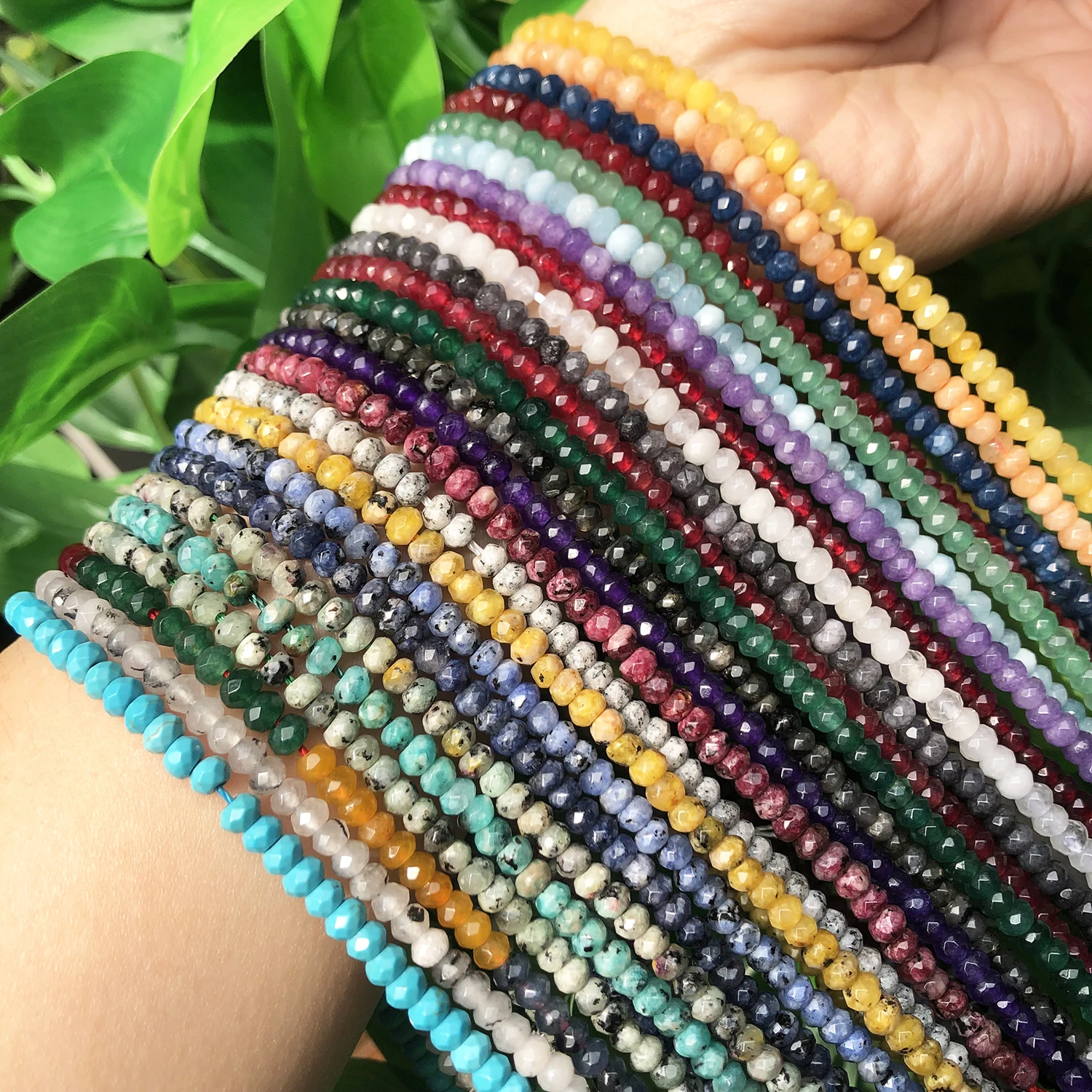 Bracciale Impilabile In Pietre Gemme 7 Pollici – Iolite E Acquamarina Muschiata, Rondelle Ovali Facettate, Con Chiusura Argentata - 2