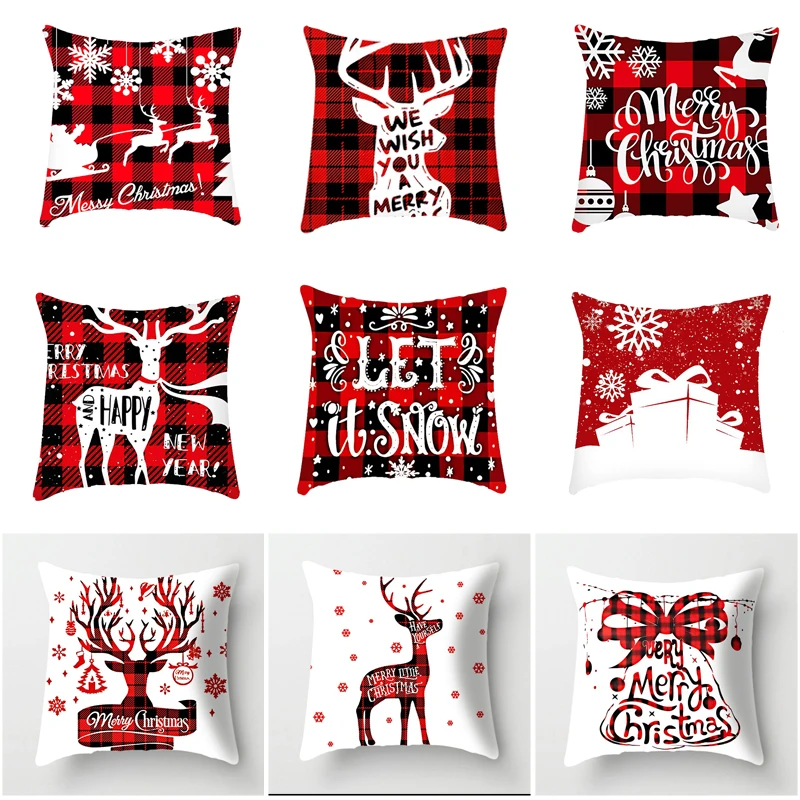 

Christmas Cushion Cover for Sofa Pillow Case Cover Seat Car Throw Pillowcase новогодние украшения 2023 for Home Decorative