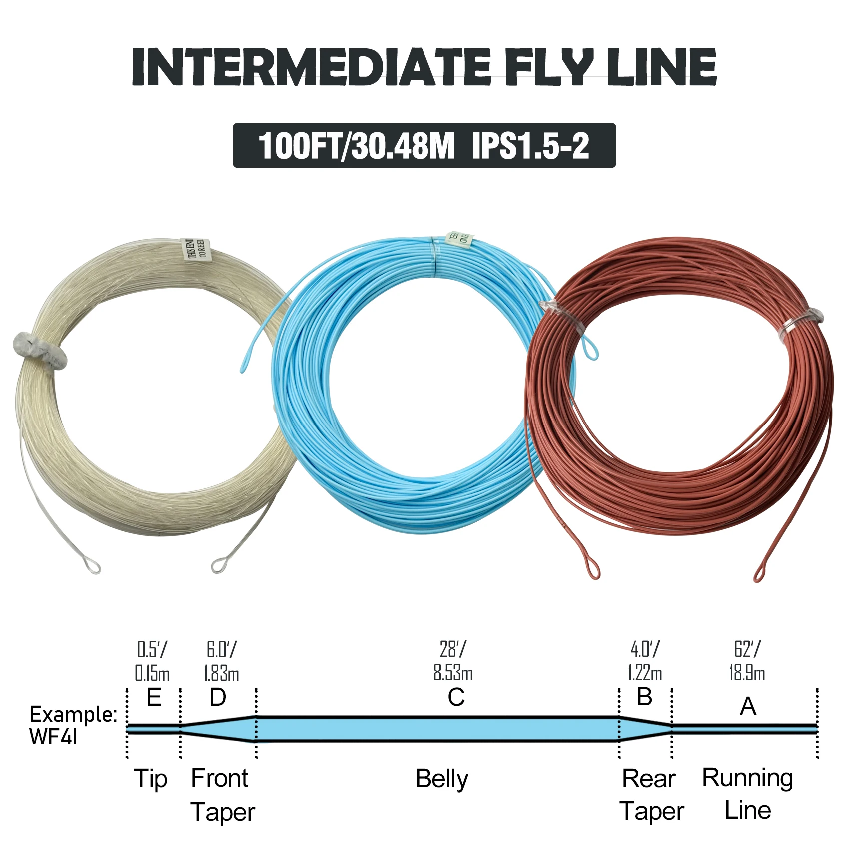 Aventik 100FT Intermediate Sinking Fly Fishing Line Weight Forward IPS1 ...